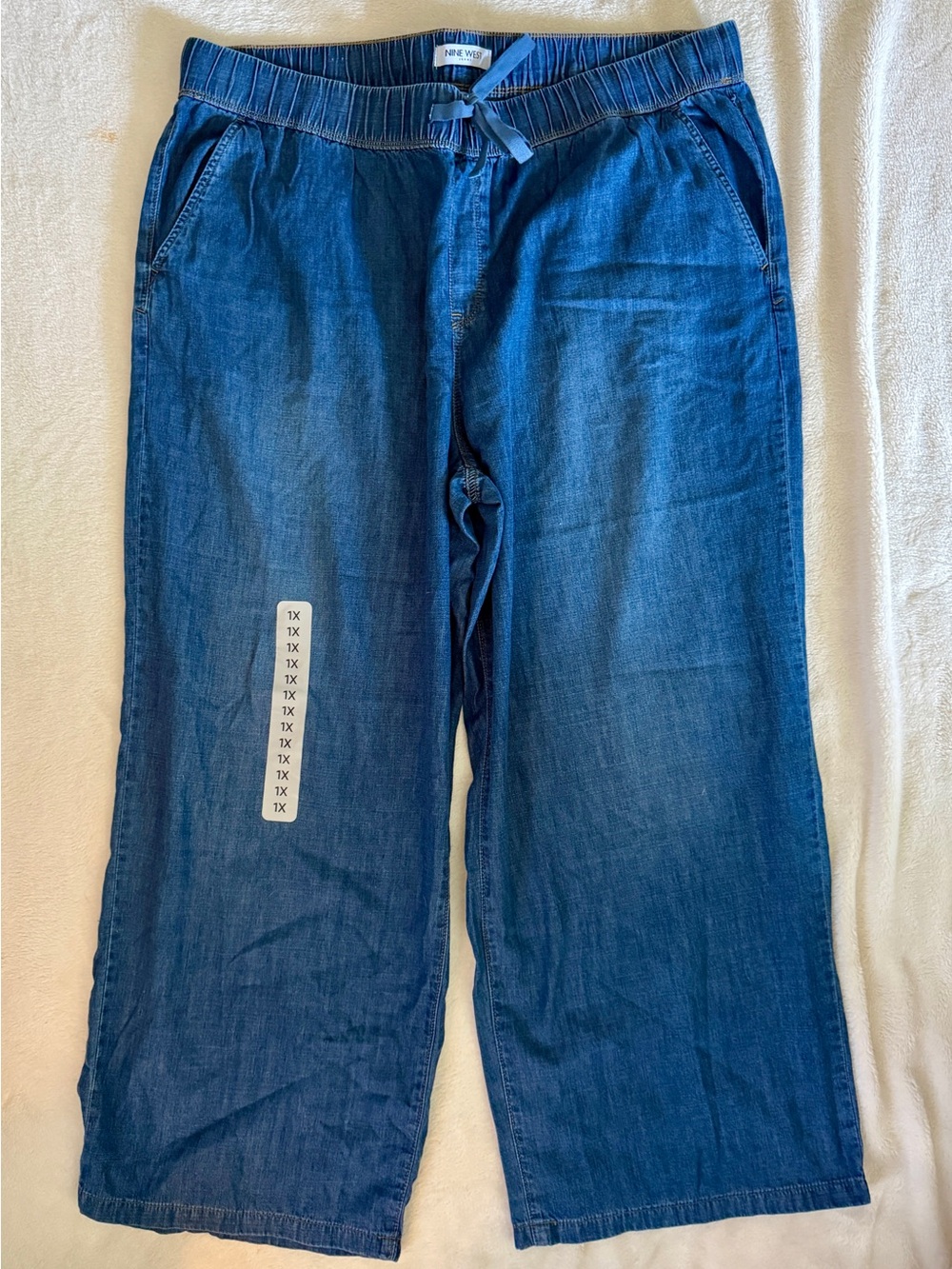 Nine West Women's Dark Blue Relaxed Pull-On Jeans